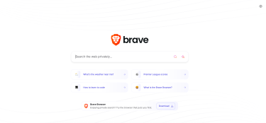 Brave Search homepage focused on private web searches
