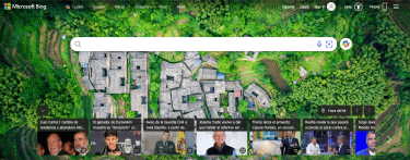 Bing search engine homepage with Copilot and trending stories.