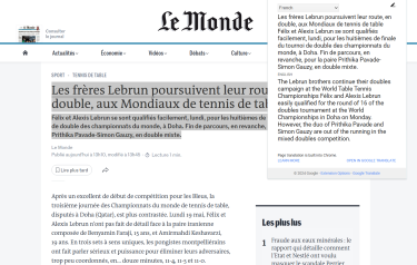 An example of the Google Translate extension being used to translate part of a French news article.