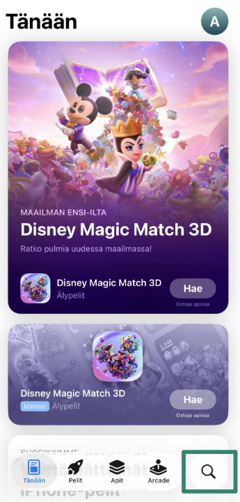 Accessing the App Store on iOS.