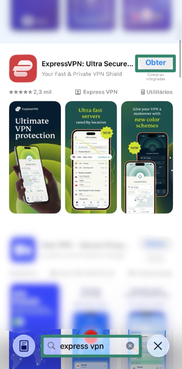 Installing ExpressVPN from Apple App Store.