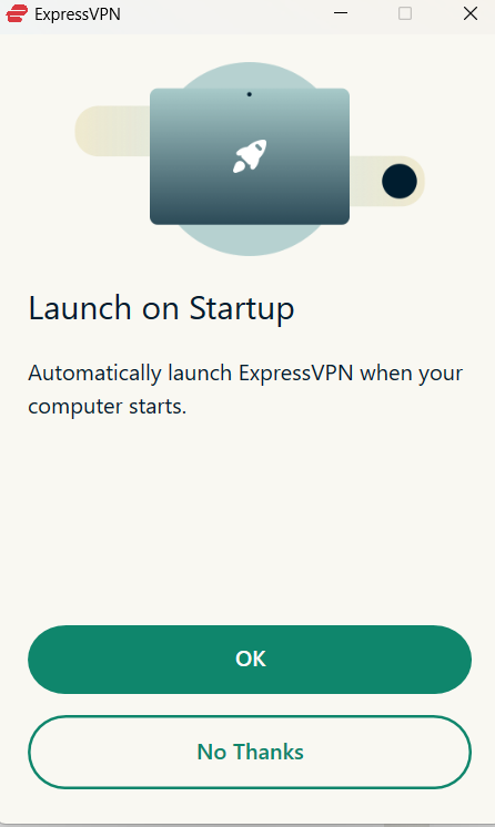 ExpressVPN on Windows asking to launch automatically on Windows startup