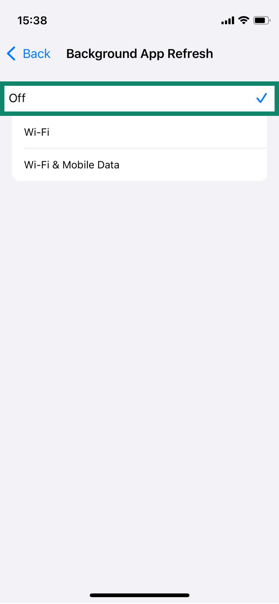 iPhone's Background App Refresh option, showing how to turn off tracking.
