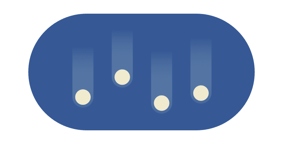 Neljä putoavaa pistettä.