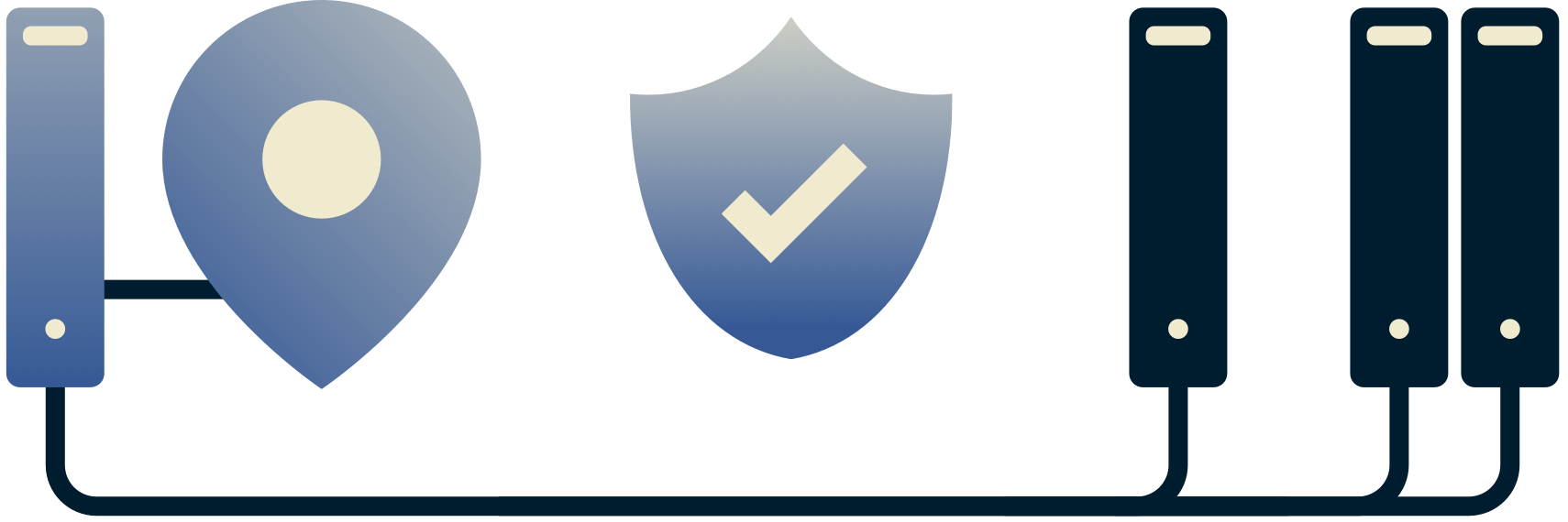 Un servidor en un lugar que se conecta de forma segura a servidores remotos.